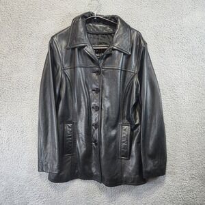 Leather Limited Black Button Up‎ Leather Jacket Womens Medium Streetwear Casual